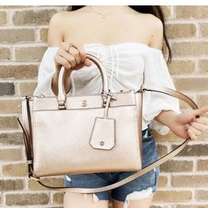 Tory Burch Robinson Rose Gold satchel with wallet